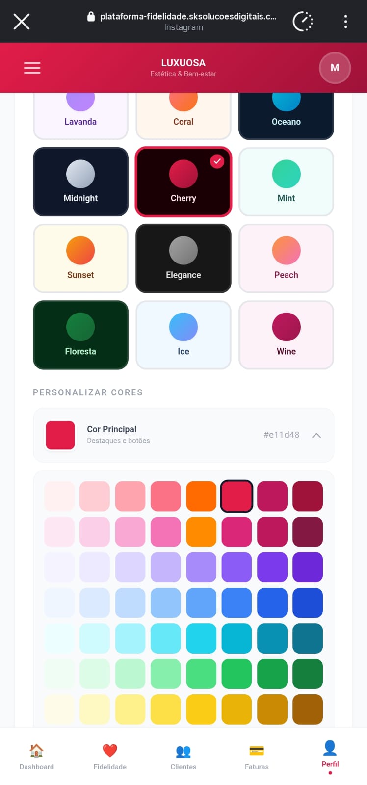 Paleta de cores